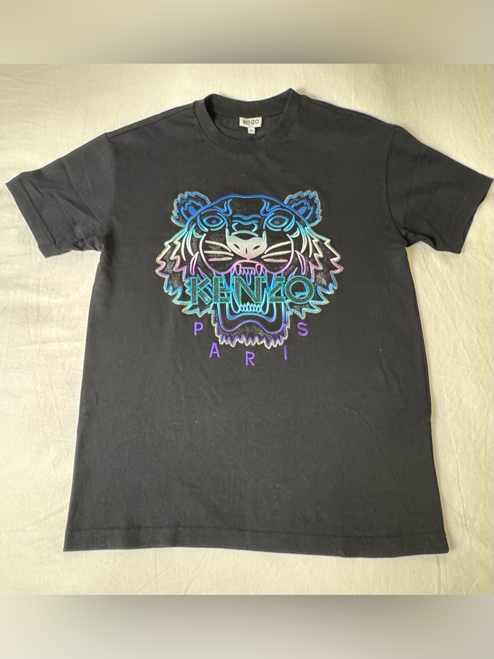 Kenzo Black Neon Tiger Logo T-Shirt - Black size S